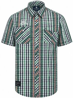 Rocawear Green Navy Orange Plaid Short-Sleeve Button-Down Shirt Size XL